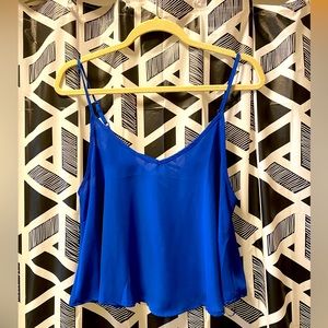 V neck blue tank top